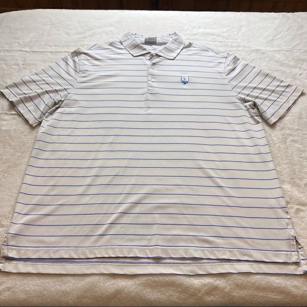 Fennec White Blue Striped Polo Shirt